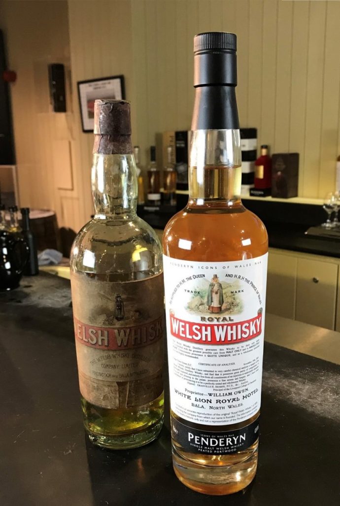 Penderyn-Icons-of-Wales-6-Royal-Welsh-Whisky-next-to-an-original-19th-century-bottle-881×1308
